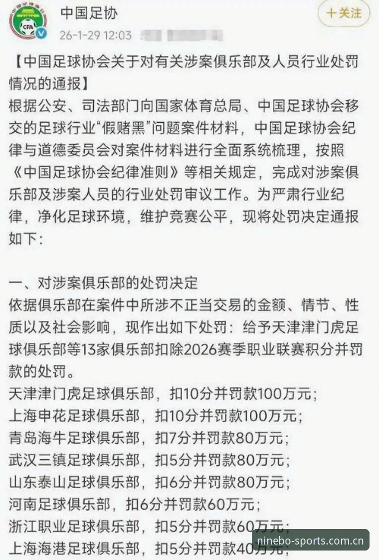 九博体育使用教程 足协第三批禁足名单详解——65人遭处罚,终身禁足17人
